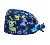 Enkudc Cute Printed Working Cap Bouffant Turban Cap with Sweatband Adjustable Tie Back Hats for Women/Men