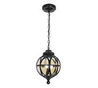ENKUODE Vintage Ceiling Pendant Light Outdoor Waterproof Hanging Light for Porch, Lantern Glass Aluminum Exterior Retro Chandelier for Porch Patio Farmhouse Entryway (27cm/10.6")