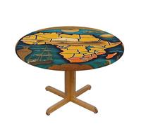 EnkzpoHen Abstract World Map Print Tablecloth Water Repellent,Table Cover For Home Restaurant Hotel,90 Cm