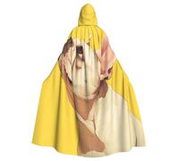 EnkzpoHen Animal Dog French Bulldog Print Hooded Cloak,Unisex,Halloween,Masquerade,Cosplay