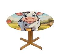 EnkzpoHen Cartoon Milk Cow Print Tablecloth Water Repellent,Table Cover For Home Restaurant Hotel,90 Cm