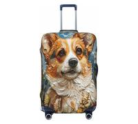 EnkzpoHen Corgi Floral Flowers Spring Garden Print Elastic Suitcase Cover,Suitable Business Trips and Holidays (S to XL)