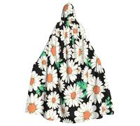 EnkzpoHen Daisy Flower Pattern Print Full Length Hooded Cloak For Adults,For Parties,Cosplay,And Carnival Events