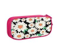 EnkzpoHen Daisy Flower Pattern Print High Capacity Travel Pencil Case for Office,and Home,Double Layer Zipper