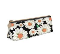 EnkzpoHen Daisy Flower Pattern Print Pencil Case,Compact Stylish Zipper Leather Pencil Case,Stylish,Portable