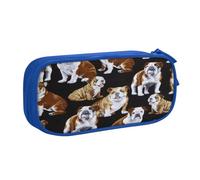 EnkzpoHen English Bulldogs Print High Capacity Travel Pencil Case for Office,and Home,Double Layer Zipper