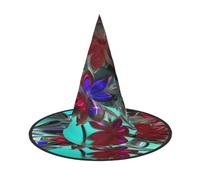 EnkzpoHen Flower Stained Glass Print Halloween Wizard Hat,Comfortable,Lightweight Festivals Party Headwear Supplies