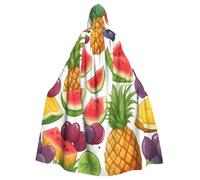 EnkzpoHen Fresh Juicy Fruits Pineapple Berries Grape Orange Print Hooded Cloak,Unisex,Halloween,Masquerade,Cosplay