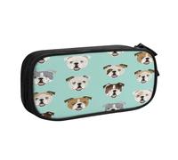 EnkzpoHen Funny English Bulldog Print High Capacity Travel Pencil Case for Office,and Home,Double Layer Zipper