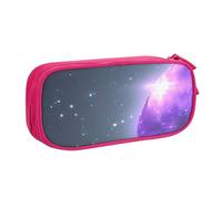 EnkzpoHen Galaxy Starry Space Purple Starry Print High Capacity Travel Pencil Case for Office,and Home,Double Layer Zipper