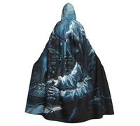 EnkzpoHen Hacker Attack Print Hooded Cloak,Unisex,Halloween,Masquerade,Cosplay