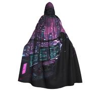 EnkzpoHen Hacker Era Print Hooded Cloak,Unisex,Halloween,Masquerade,Cosplay