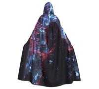 EnkzpoHen Hacker Era Print Hooded Cloak,Unisex,Halloween,Masquerade,Cosplay