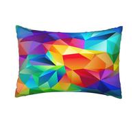 EnkzpoHen Hidden Zipper Rectangular Rainbow Geometric Print Throw Cushion Cover,Comfortable Breathable Pillowcase