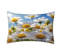 EnkzpoHen Hidden Zipper Rectangular Wild White Daisy Flower Print Throw Cushion Cover,Comfortable Breathable Pillowcase