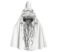 EnkzpoHen Jellyfish Pattern Print Hooded Cloak,Unisex,Halloween,Masquerade,Cosplay