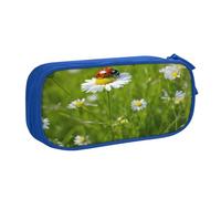 EnkzpoHen Ladybug Daisy Print High Capacity Travel Pencil Case for Office,and Home,Double Layer Zipper
