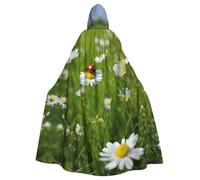 EnkzpoHen Ladybug Daisy Print Hooded Cloak,Unisex,Halloween,Masquerade,Cosplay