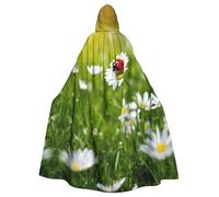 EnkzpoHen Ladybug Daisy Print Hooded Cloak,Unisex,Halloween,Masquerade,Cosplay