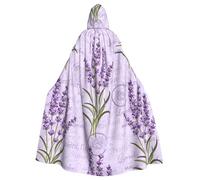 EnkzpoHen Lavender Stamp Print Hooded Cloak,Unisex,Halloween,Masquerade,Cosplay
