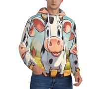 EnkzpoHen Novelty Cartoon Milk Cow Print Long Sleeve Pullover Sweatshirt With Pockets,Soft Comfortable Lightweight Black