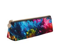 EnkzpoHen Paint Splatter Backdrop Print Pencil Case,Compact Stylish Zipper Leather Pencil Case,Stylish,Portable