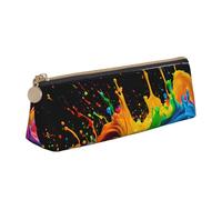 EnkzpoHen Paint Splatter Backdrop Print Pencil Case,Compact Stylish Zipper Leather Pencil Case,Stylish,Portable