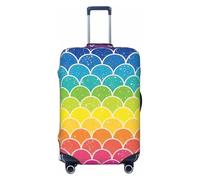 EnkzpoHen Rainbow Fish Scale Print Elastic Suitcase Cover,Suitable Business Trips and Holidays (S to XL)