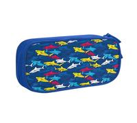 EnkzpoHen Shark Print High Capacity Travel Pencil Case for Office,and Home,Double Layer Zipper