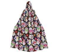 EnkzpoHen Skulls Print Hooded Cloak,Unisex,Halloween,Masquerade,Cosplay