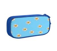 EnkzpoHen Small Daisy Print High Capacity Travel Pencil Case for Office,and Home,Double Layer Zipper