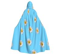EnkzpoHen Small Daisy Print Hooded Cloak,Unisex,Halloween,Masquerade,Cosplay