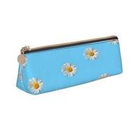 EnkzpoHen Small Daisy Print Pencil Case,Compact Stylish Zipper Leather Pencil Case,Stylish,Portable