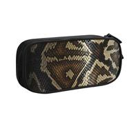 EnkzpoHen Snake Skin Print High Capacity Travel Pencil Case for Office,and Home,Double Layer Zipper