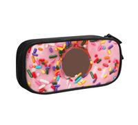 EnkzpoHen Strawberry Donut Print High Capacity Travel Pencil Case for Office,and Home,Double Layer Zipper