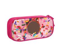 EnkzpoHen Strawberry Donut Print High Capacity Travel Pencil Case for Office,and Home,Double Layer Zipper