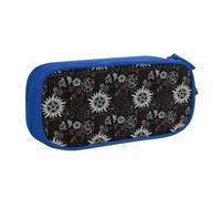 EnkzpoHen Supernatural Symbols Black Print High Capacity Travel Pencil Case for Office,and Home,Double Layer Zipper
