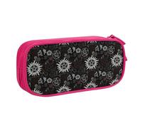 EnkzpoHen Supernatural Symbols Black Print High Capacity Travel Pencil Case for Office,and Home,Double Layer Zipper