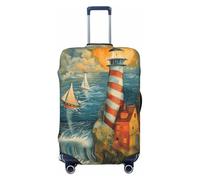 EnkzpoHen The Seaside Lighthouse Print Elastic Suitcase Cover,Suitable Business Trips and Holidays (S to XL)