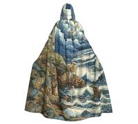 EnkzpoHen The Seaside Lighthouse Print Hooded Cloak,Unisex,Halloween,Masquerade,Cosplay