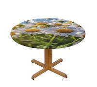 EnkzpoHen Wild White Daisy Flower Print Tablecloth Water Repellent,Table Cover For Home Restaurant Hotel,90 Cm