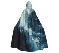 EnkzpoHen Within The Tides Print Hooded Cloak,Unisex,Halloween,Masquerade,Cosplay