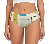 EnkzpoHen Women'S Seamless Mid Century Modern Print Triangular Underwear,Comfort,Soft Stretch,No Show Panties Black