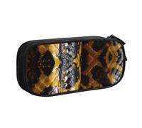 EnkzpoHen Yellow Snake Print High Capacity Travel Pencil Case for Office,and Home,Double Layer Zipper