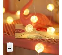 ENLACE LED Crystal Ball Fairy Lights, 1 m 10 LED Crackle Ball Fairy Lights with Button Battery, Warm White Fairy Lights, Crystal Balls for Indoor Wedding Christmas Valentine's Day Party