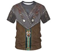 ENLACHIC Men's 3D Print Native Americans Tribal Casual Summer Tee Shirt T-Shirt - Brown - XXL