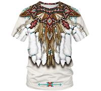 ENLACHIC Men's 3D Print Native Americans Tribal Casual Summer Tee Shirt T-Shirt - white - XXL