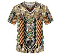 ENLACHIC Men's 3D Print Native Americans Tribal Casual Summer Tee Shirt T-Shirt - yellow - XXL