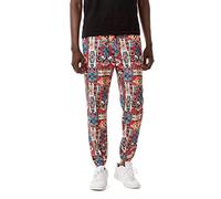 ENLACHIC Men's Casual Print Jogger Sweatpants Linen Cotton Elastic Waist Drawstring Pocket Long Pants, African Dashiki, Large