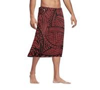 ENLACHIC Mens Sarong Cover up Swimsuit Polynesian Tatau Lavalava Samoan Pareo Wrap Skirts Summer Beach Swimwear, Red American Samoa, L-XL